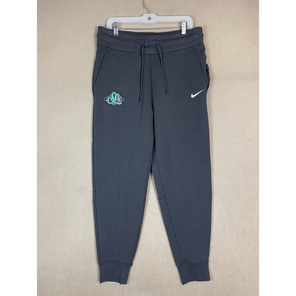 Nike Pants Womens Large Gray Tech Fleece Tapered Jogger Sweatpants SL NBA Logo - Picture 1 of 13
